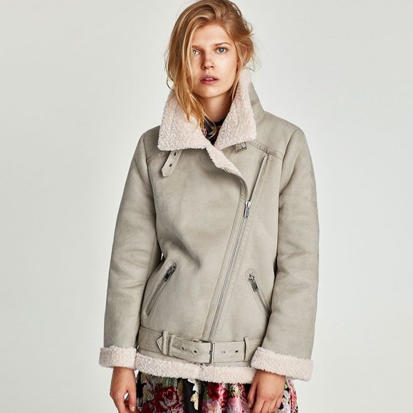 ❤️ NWT ZARA ICE FAUX FUR LEATHER BIKER JACKET - Picture 2 of 6